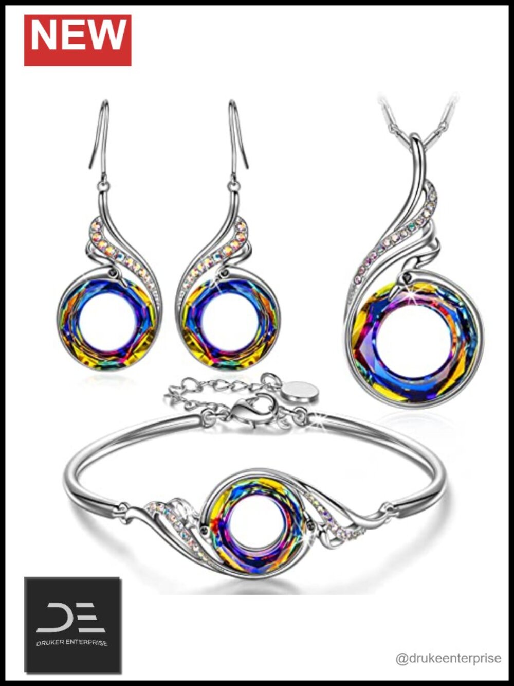 Rise From the Ashes Phoenix Jewelry Set with Earrings Necklace Bracelet
